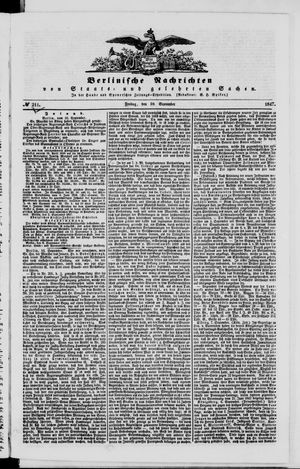 Berlinische Nachrichten von Staats- und gelehrten Sachen vom 10.09.1847