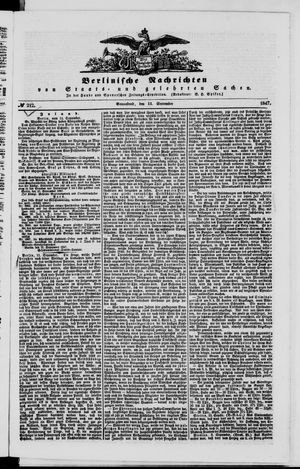 Berlinische Nachrichten von Staats- und gelehrten Sachen vom 11.09.1847