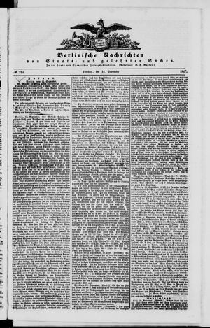 Berlinische Nachrichten von Staats- und gelehrten Sachen vom 14.09.1847