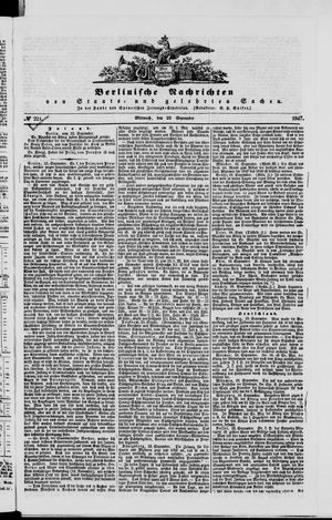 Berlinische Nachrichten von Staats- und gelehrten Sachen vom 22.09.1847