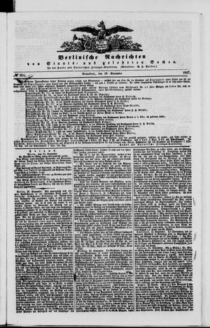 Berlinische Nachrichten von Staats- und gelehrten Sachen vom 25.09.1847