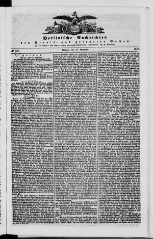 Berlinische Nachrichten von Staats- und gelehrten Sachen vom 27.09.1847