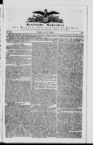 Berlinische Nachrichten von Staats- und gelehrten Sachen on Dec 30, 1847