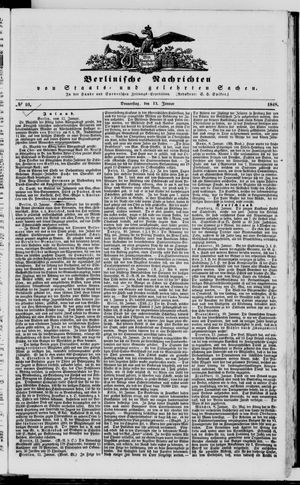 Berlinische Nachrichten von Staats- und gelehrten Sachen vom 13.01.1848