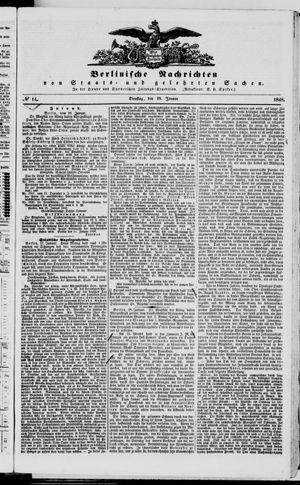 Berlinische Nachrichten von Staats- und gelehrten Sachen vom 18.01.1848