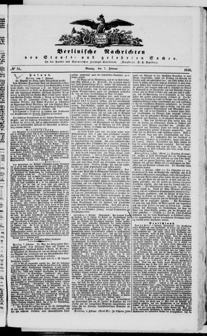 Berlinische Nachrichten von Staats- und gelehrten Sachen vom 07.02.1848