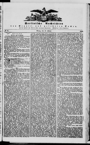 Berlinische Nachrichten von Staats- und gelehrten Sachen vom 14.02.1848