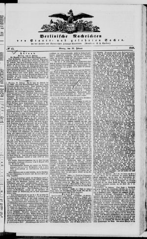 Berlinische Nachrichten von Staats- und gelehrten Sachen vom 21.02.1848