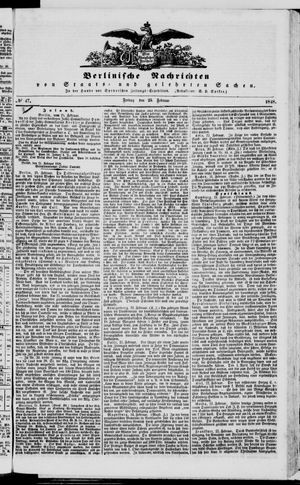 Berlinische Nachrichten von Staats- und gelehrten Sachen on Feb 25, 1848
