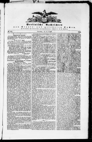 Berlinische Nachrichten von Staats- und gelehrten Sachen on Aug 17, 1848