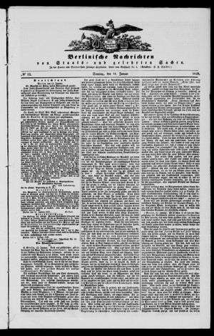 Berlinische Nachrichten von Staats- und gelehrten Sachen vom 14.01.1849