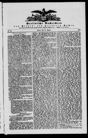 Berlinische Nachrichten von Staats- und gelehrten Sachen vom 19.01.1849