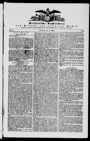 Berlinische Nachrichten von Staats- und gelehrten Sachen vom 29.03.1849