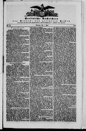 Berlinische Nachrichten von Staats- und gelehrten Sachen vom 01.04.1849