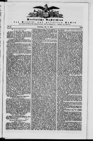 Berlinische Nachrichten von Staats- und gelehrten Sachen vom 12.04.1849