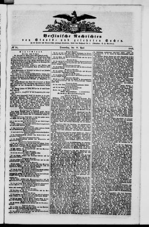 Berlinische Nachrichten von Staats- und gelehrten Sachen vom 19.04.1849