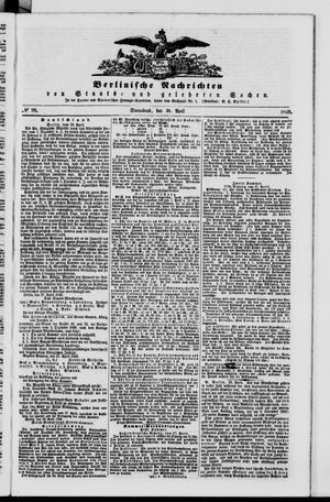 Berlinische Nachrichten von Staats- und gelehrten Sachen vom 28.04.1849