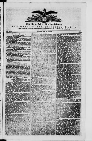 Berlinische Nachrichten von Staats- und gelehrten Sachen vom 22.08.1849