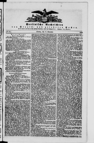 Berlinische Nachrichten von Staats- und gelehrten Sachen vom 11.09.1849