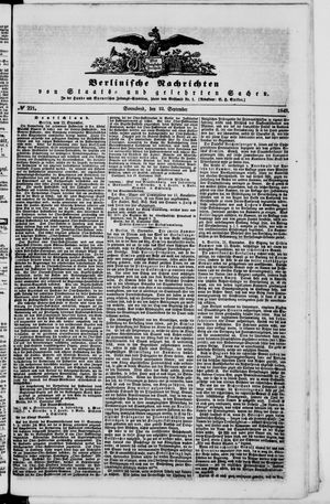 Berlinische Nachrichten von Staats- und gelehrten Sachen vom 22.09.1849