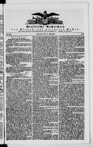 Berlinische Nachrichten von Staats- und gelehrten Sachen vom 27.09.1849