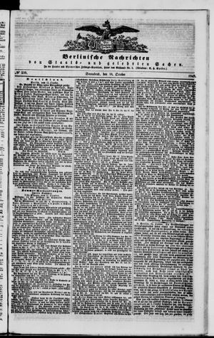 Berlinische Nachrichten von Staats- und gelehrten Sachen on Oct 13, 1849