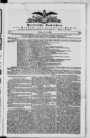 Berlinische Nachrichten von Staats- und gelehrten Sachen vom 26.03.1850