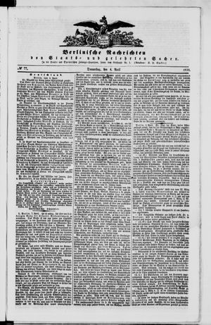 Berlinische Nachrichten von Staats- und gelehrten Sachen vom 04.04.1850