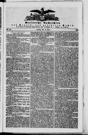 Berlinische Nachrichten von Staats- und gelehrten Sachen vom 18.06.1850