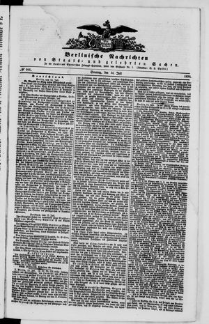 Berlinische Nachrichten von Staats- und gelehrten Sachen vom 14.07.1850
