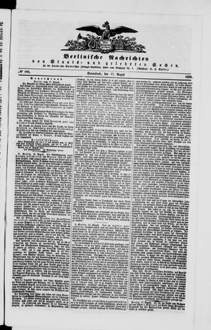 Berlinische Nachrichten von Staats- und gelehrten Sachen vom 17.08.1850