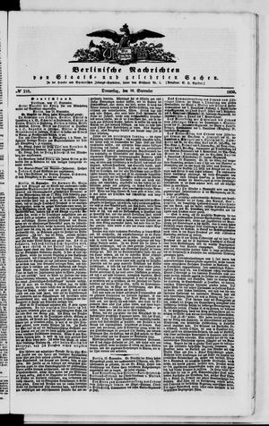 Berlinische Nachrichten von Staats- und gelehrten Sachen vom 19.09.1850
