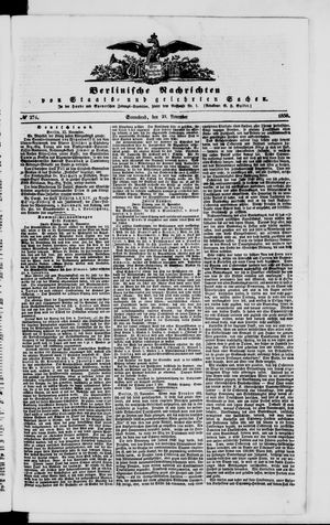 Berlinische Nachrichten von Staats- und gelehrten Sachen vom 23.11.1850