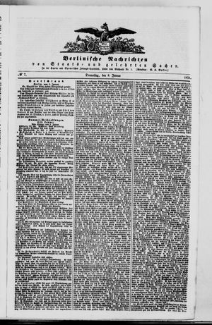 Berlinische Nachrichten von Staats- und gelehrten Sachen vom 09.01.1851