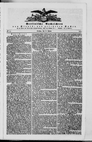 Berlinische Nachrichten von Staats- und gelehrten Sachen vom 14.01.1851