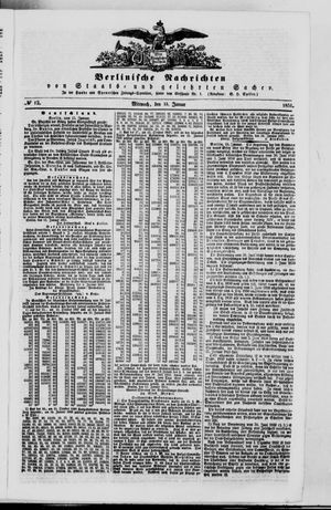 Berlinische Nachrichten von Staats- und gelehrten Sachen vom 15.01.1851