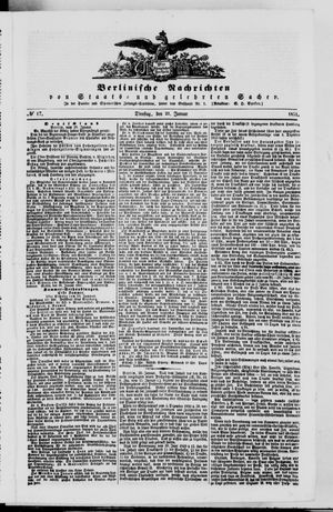 Berlinische Nachrichten von Staats- und gelehrten Sachen vom 21.01.1851