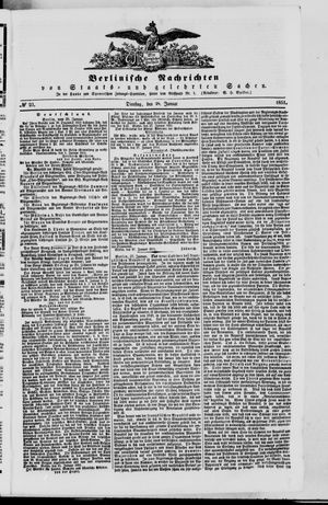 Berlinische Nachrichten von Staats- und gelehrten Sachen vom 28.01.1851