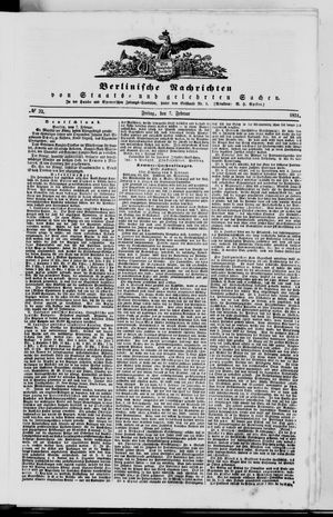 Berlinische Nachrichten von Staats- und gelehrten Sachen vom 07.02.1851