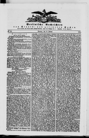 Berlinische Nachrichten von Staats- und gelehrten Sachen vom 16.02.1851