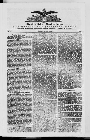 Berlinische Nachrichten von Staats- und gelehrten Sachen vom 18.02.1851
