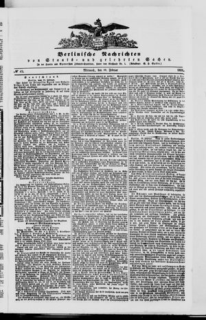 Berlinische Nachrichten von Staats- und gelehrten Sachen vom 19.02.1851