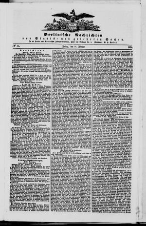 Berlinische Nachrichten von Staats- und gelehrten Sachen vom 21.02.1851