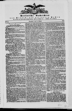 Berlinische Nachrichten von Staats- und gelehrten Sachen vom 22.02.1851