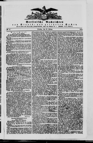 Berlinische Nachrichten von Staats- und gelehrten Sachen vom 25.02.1851