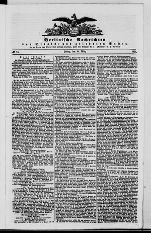 Berlinische Nachrichten von Staats- und gelehrten Sachen vom 28.03.1851