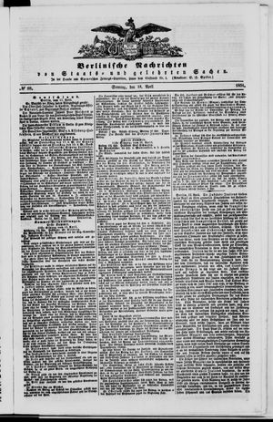 Berlinische Nachrichten von Staats- und gelehrten Sachen vom 13.04.1851