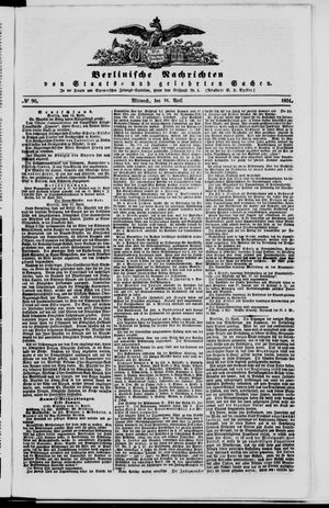 Berlinische Nachrichten von Staats- und gelehrten Sachen vom 16.04.1851
