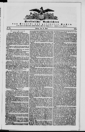 Berlinische Nachrichten von Staats- und gelehrten Sachen vom 18.04.1851