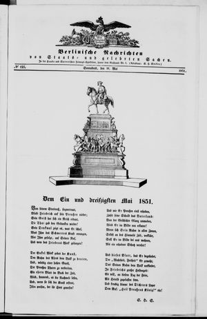 Berlinische Nachrichten von Staats- und gelehrten Sachen vom 31.05.1851
